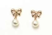 リボン×パールピアス(18金メッキ)