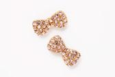 【美人百花、CanCan、GINGER掲載】ピンクパヴェリボンピアス(ポスト:シルバー925)